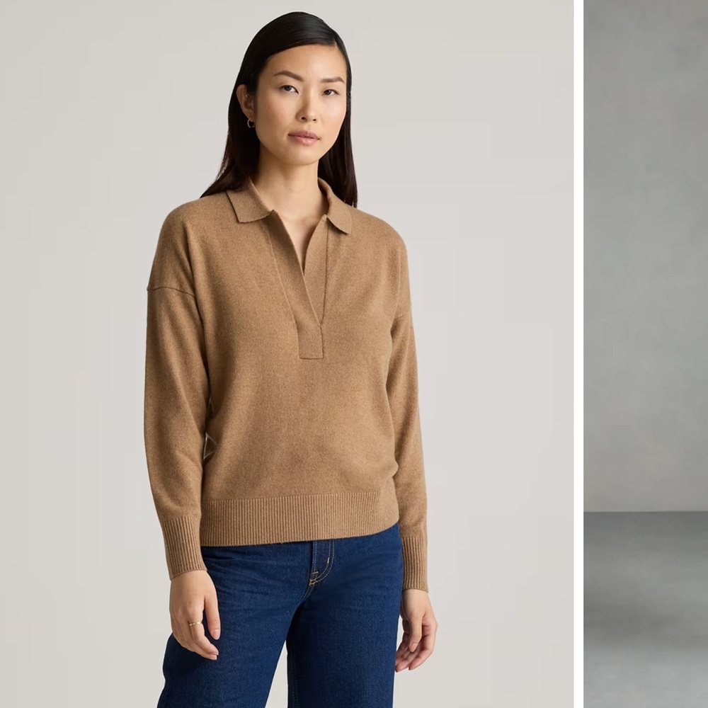 Quince Mongolian Cashmere Polo Sweater